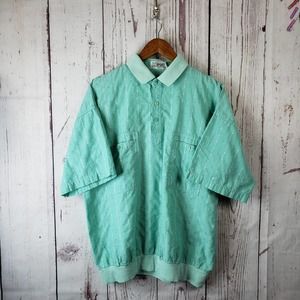 CC Sport 1980's Vintage Shirt Mens Size Large Pullover Short Sleeve Green